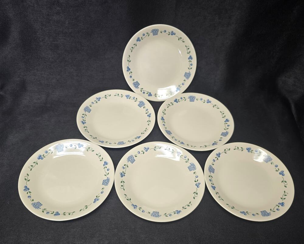 Corelle Blueberry Bouquet Bread & Butter Dessert Plates Set of 6